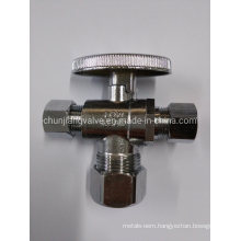 5/8"Od X 3/8"Od X 3/8"Od Lead Free 3-Way Angle Supply Stop Valve (QJ31)